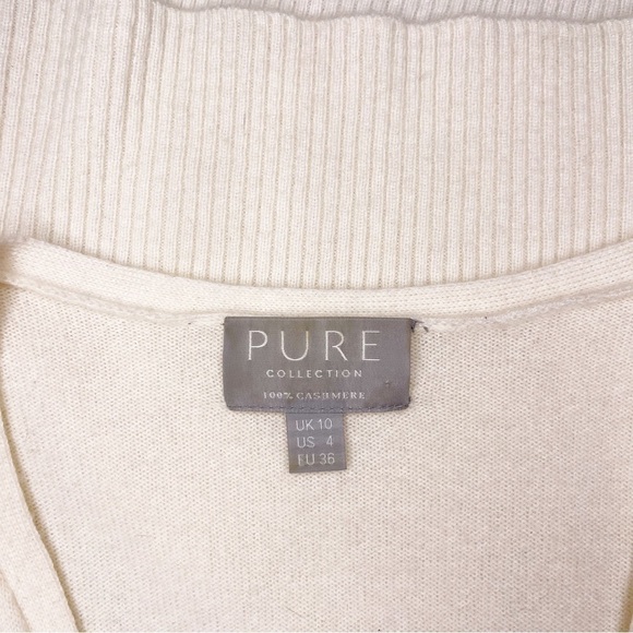 PURE Collection Cashmere Cream Wrap Front Sweater Tie Waist 4 Small - Picture 8 of 9